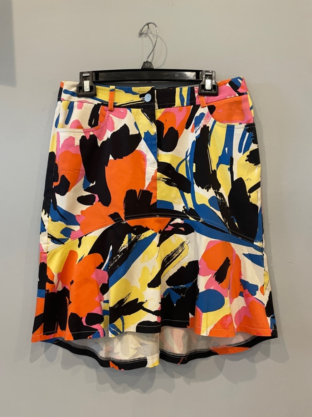 Etcetera Multicolor Abstract Floral Skirt with Pink Accent